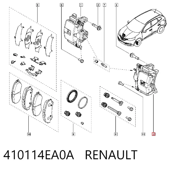 Супорт гальмівний передній лівий 410114EA0A Renault (RVI)