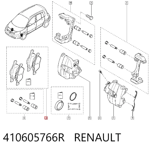 Передні тормозні колодки 410605766R Renault (RVI)