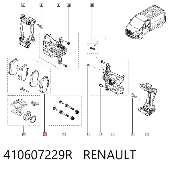 Передні тормозні колодки 410607229R Renault (RVI)