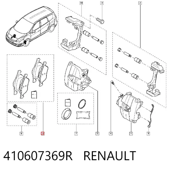 Передні тормозні колодки 410607369R Renault (RVI)