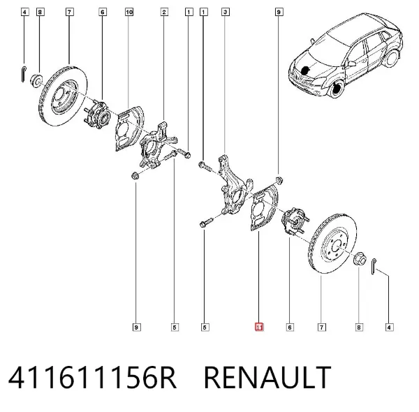 Захист гальмівного диска, переднього, лівого 411611156R Renault (RVI)
