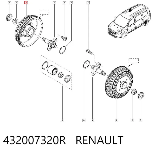 Барабан гальмівний задній 432007320R Renault (RVI)