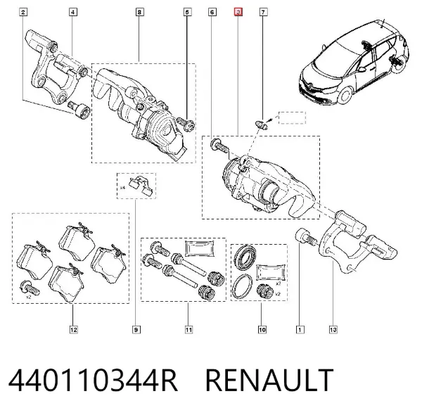 Супорт задній лівий 440110344R Renault (RVI)
