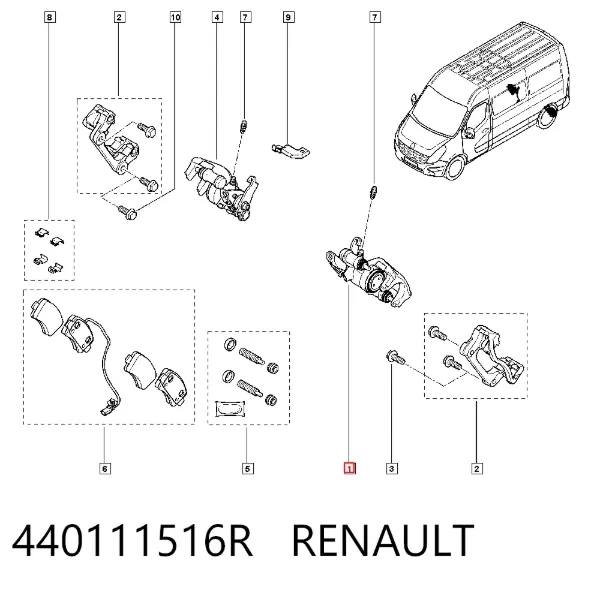 Супорт задній лівий 440111516R Renault (RVI)