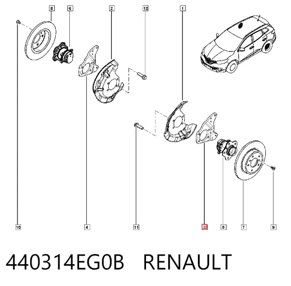 Супорт задній лівий 440314EG0B Renault (RVI)