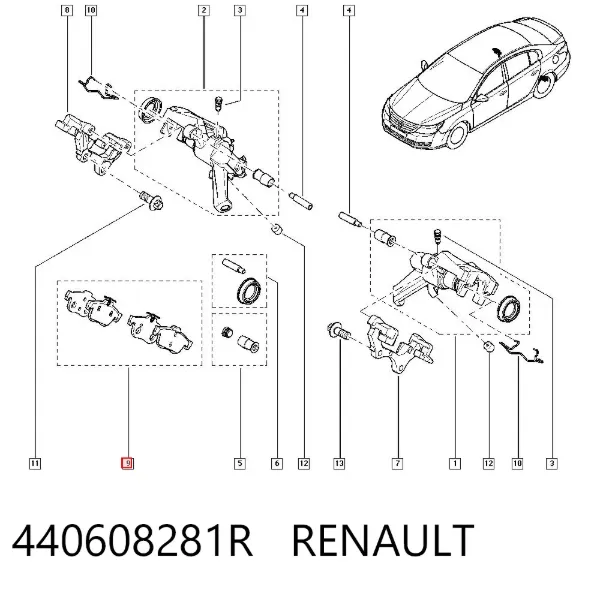 Задні гальмівні колодки 440608281R Renault (RVI)