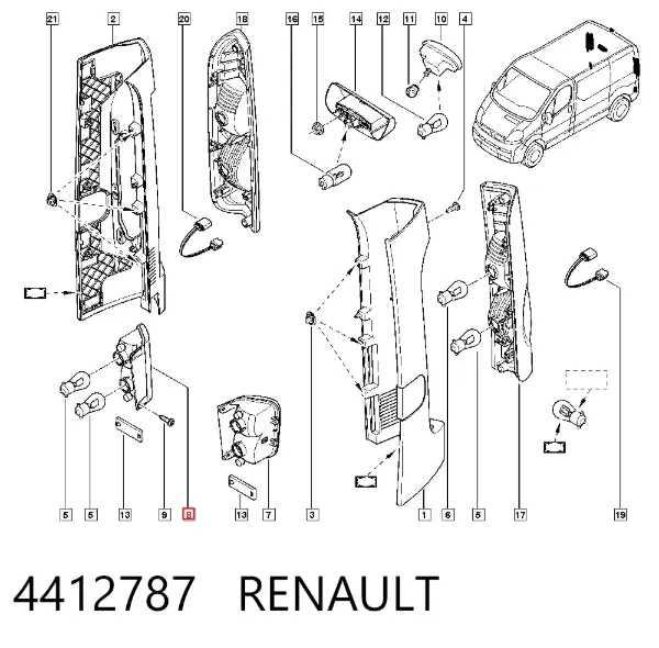 Ліхтар заднього ходу правий 4412787 Renault (RVI)