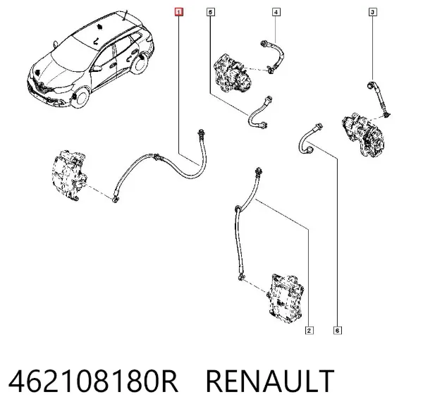 Шланг гальмівний передній, правий 462108180R Renault (RVI)