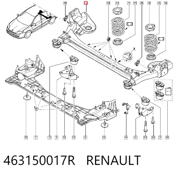 Шланг гальмівний задній, правий 463150017R Renault (RVI)