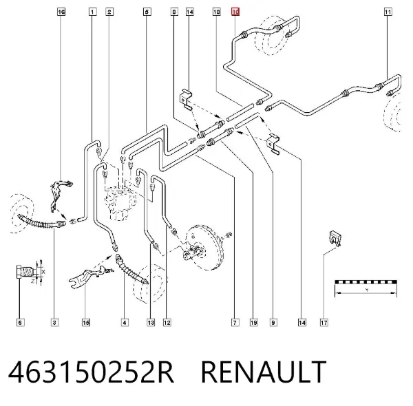 Шланг гальмівний задній, правий 463150252R Renault (RVI)