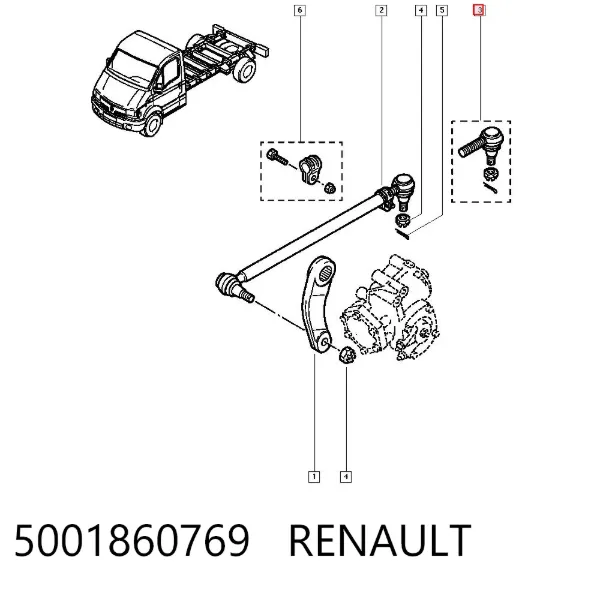 Накінечник поперечної рульової тяги 5001860769 Renault (RVI)