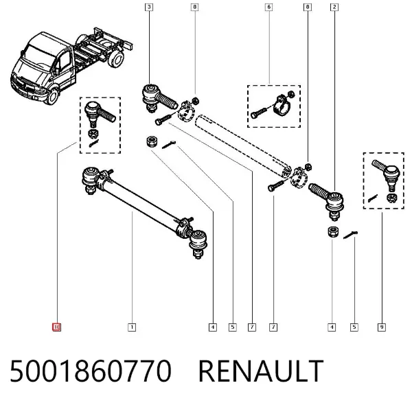 Накінечник поперечної рульової тяги 5001860770 Renault (RVI)