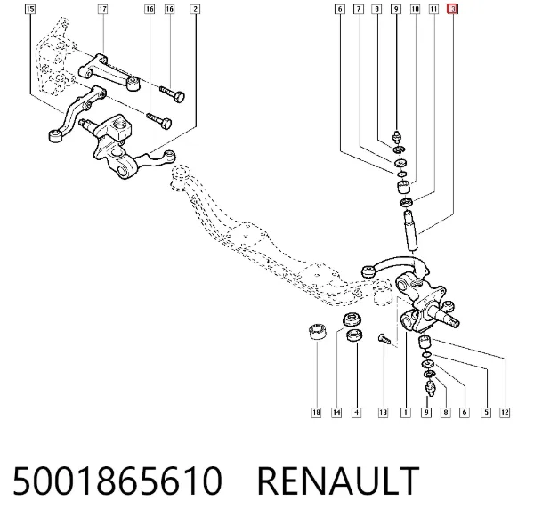 Шворінь колеса 5001865610 Renault (RVI)
