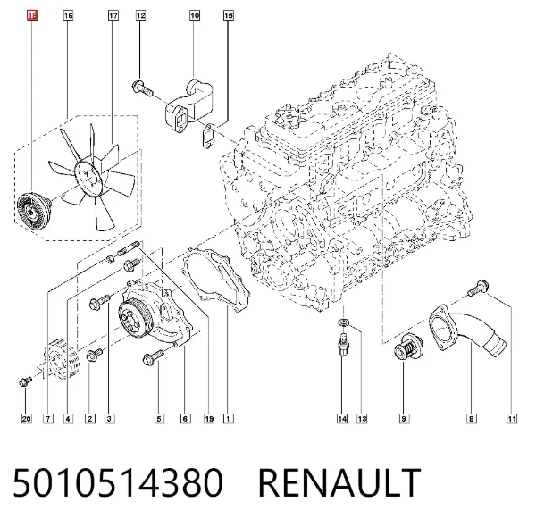 Вискомуфта вентилятора 5010514380 Renault (RVI)