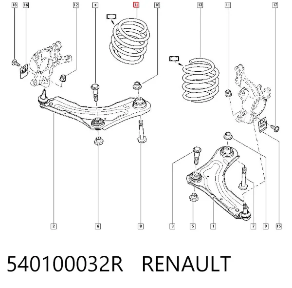 Пружина передня 540100032R Renault (RVI)