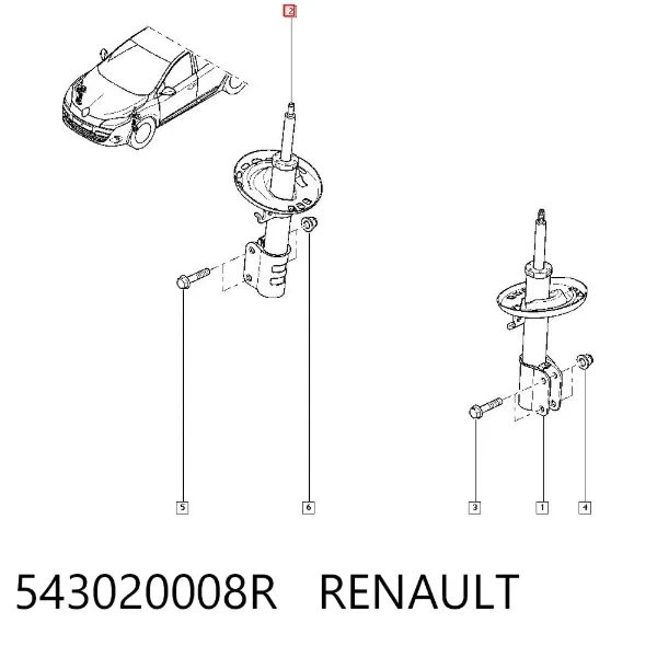 Амортизатор передній 543020008R Renault (RVI)