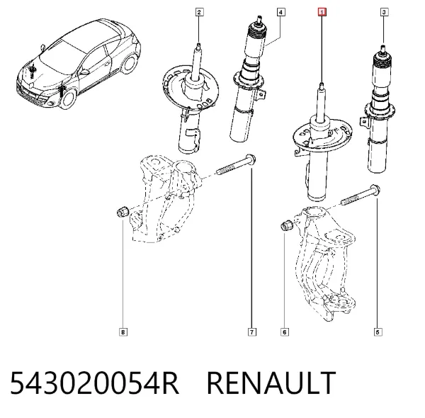 Амортизатор передній 543020054R Renault (RVI)