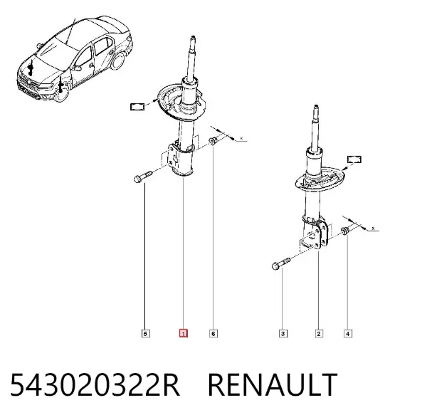 Амортизатор передній 543020322R Renault (RVI)
