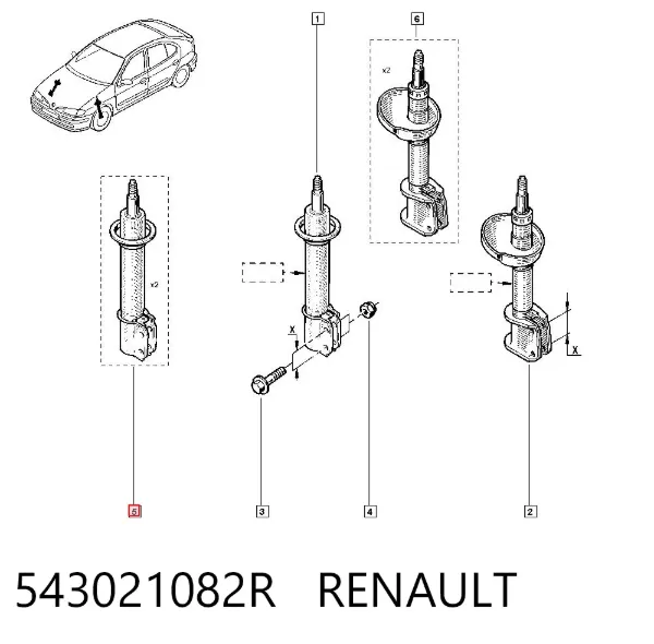 Амортизатор передній 543021082R Renault (RVI)