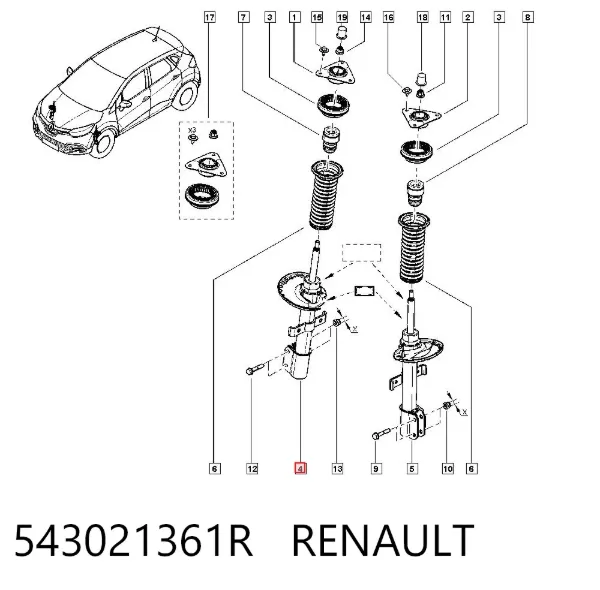 Амортизатор передній 543021361R Renault (RVI)