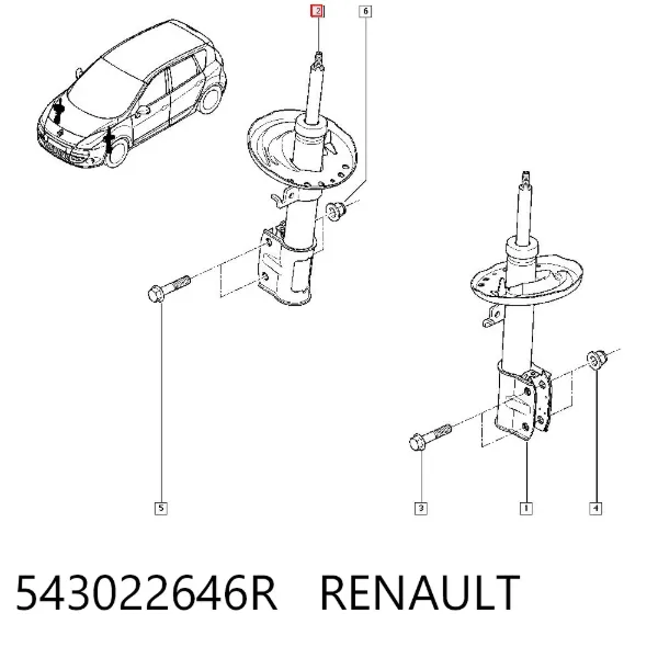 Амортизатор передній 543022646R Renault (RVI)