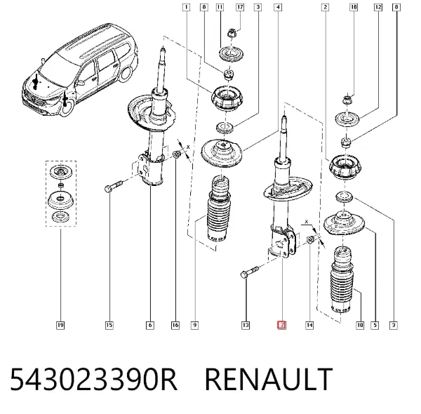 Амортизатор передній 543023390R Renault (RVI)