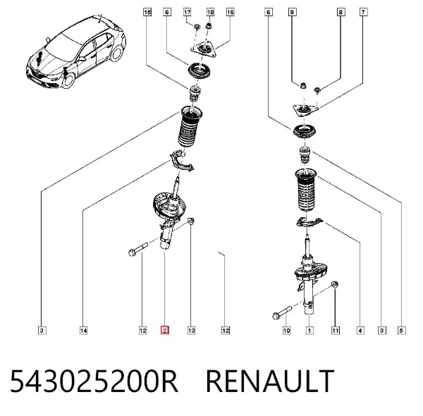 Амортизатор передній 543025200R Renault (RVI)