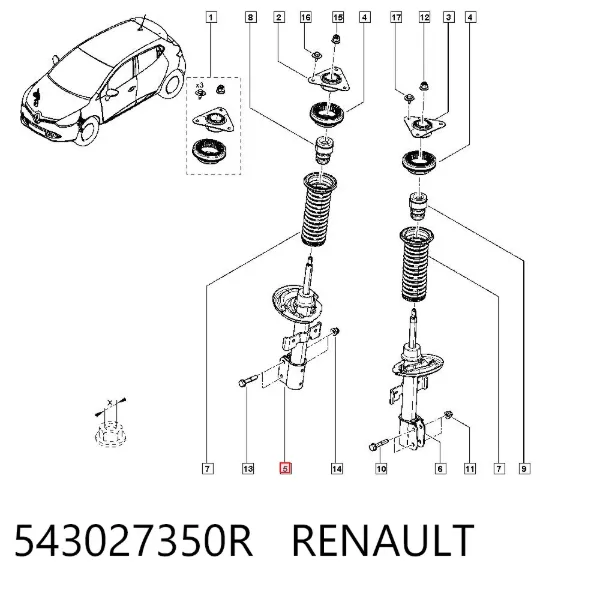 Амортизатор передній 543027350R Renault (RVI)