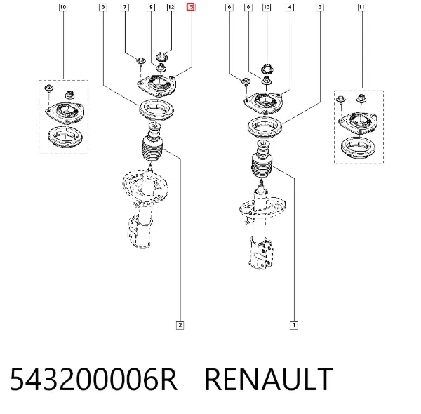 Опора амортизатора переднього 543200006R Renault (RVI)