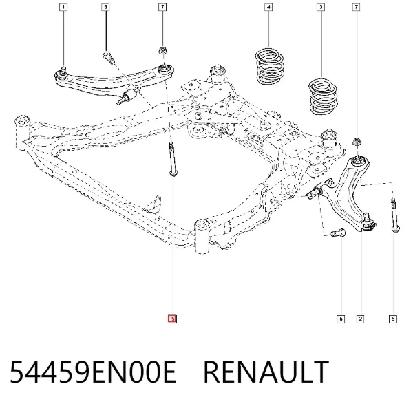 Болт кріплення передньої балки (підрамника) 54459EN00E Renault (RVI)