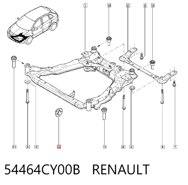 Сайлентблок передній балки/підрамника 54464CY00B Renault (RVI)