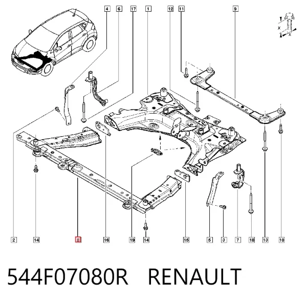 Балка передньої підвіски (підрамник), передня 544F07080R Renault (RVI)