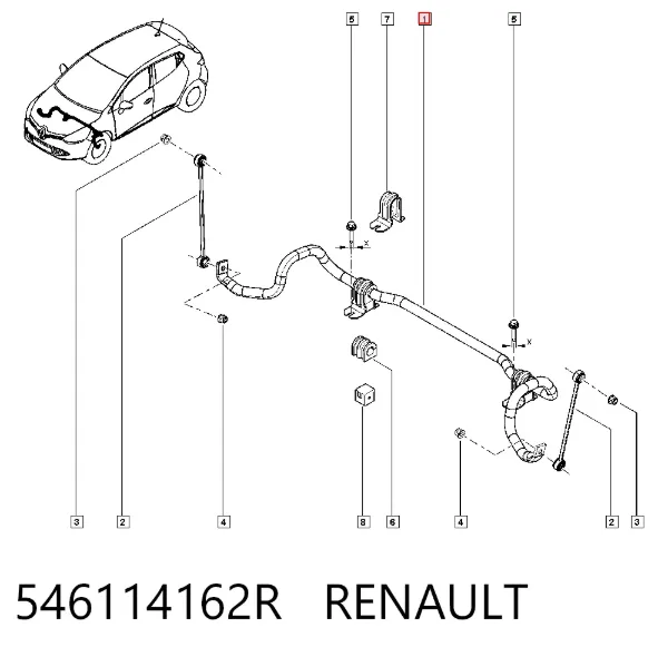 Передній стабілізатор 546114162R Renault (RVI)