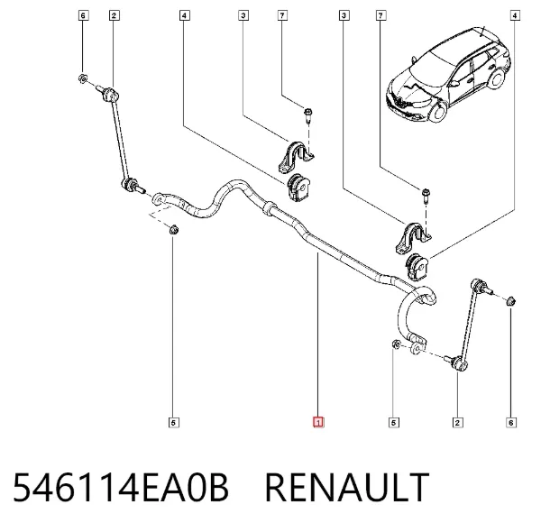 Передній стабілізатор 546114EA0B Renault (RVI)