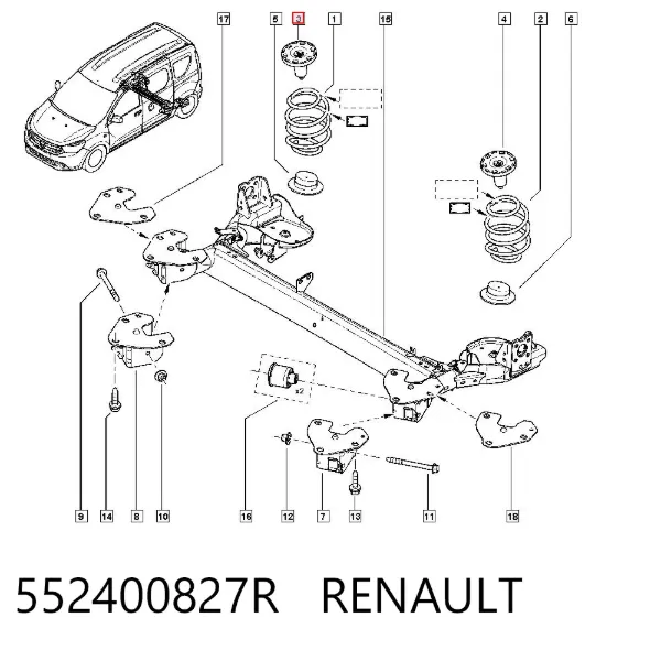 Проставка (гумове кільце) пружини задньої, верхня 552400827R Renault (RVI)