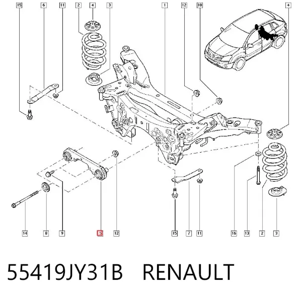 Сайлентблок (подушка) редуктора заднього моста, задній 55419JY31B Renault (RVI)