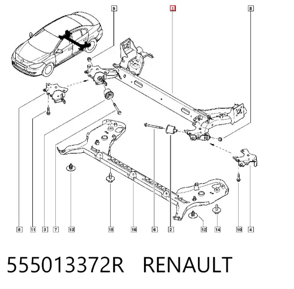 Балка задня 555013372R Renault (RVI)