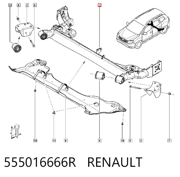 Балка задня 555016666R Renault (RVI)