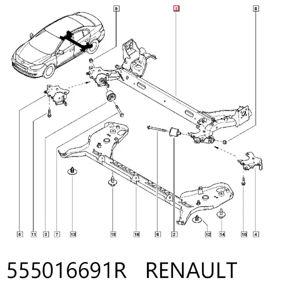 Балка задня 555016691R Renault (RVI)