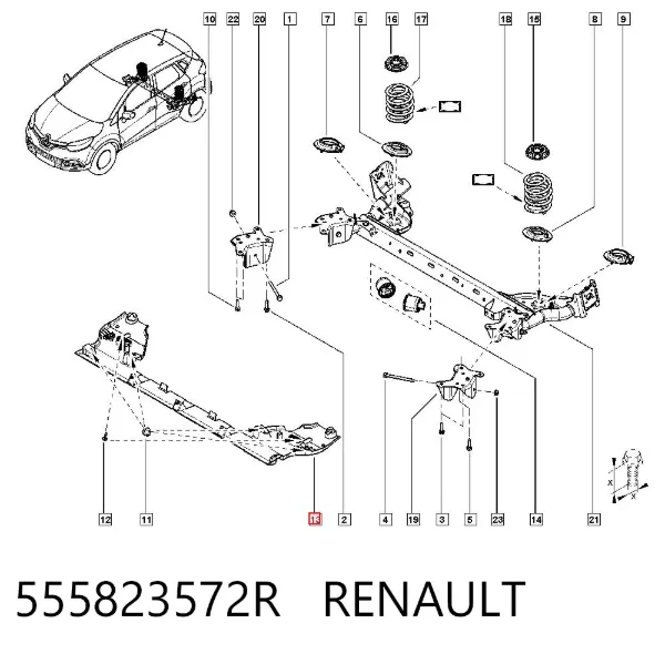 Захист задньої балки (підрамника) 555823572R Renault (RVI)