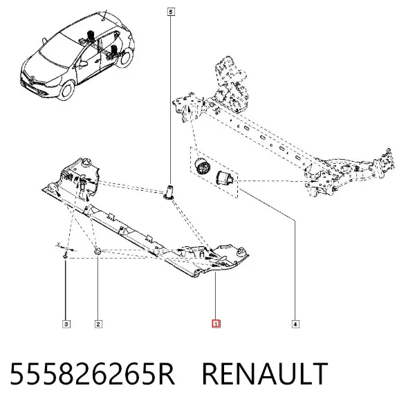 Захист задньої балки (підрамника) 555826265R Renault (RVI)