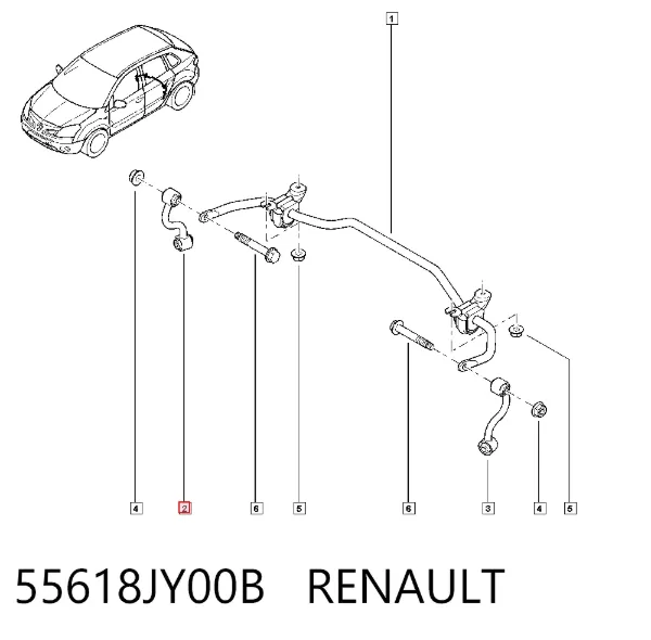 Стійка стабілізатора заднього, права 55618JY00B Renault (RVI)