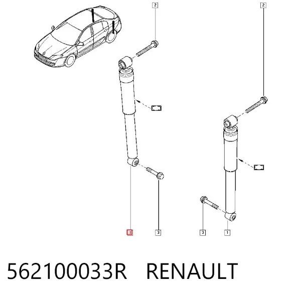 Амортизатор задній 562100033R Renault (RVI)