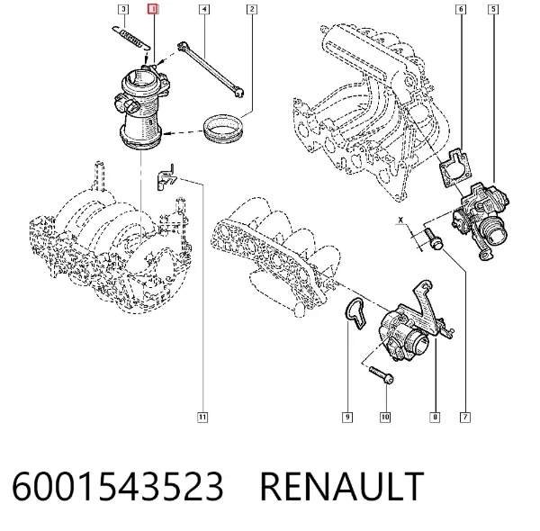 Дросільна заслінка 6001543523 Renault (RVI)