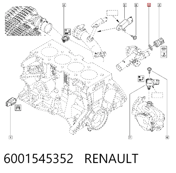 Прокладка фланця (трійника) системи охолодження 6001545352 Renault (RVI)