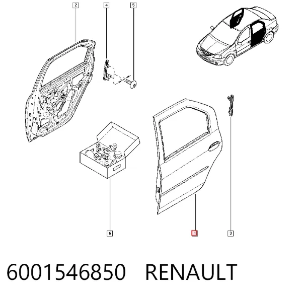 Двері задні, ліві 6001546850 Renault (RVI)