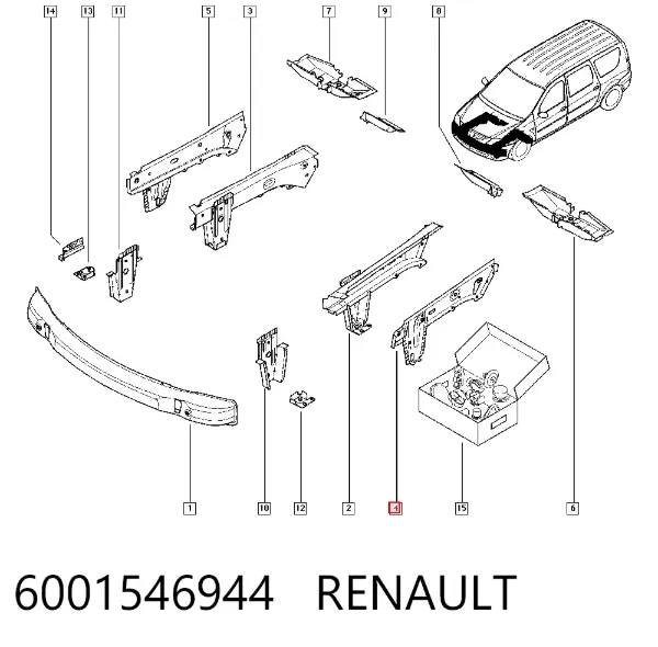 Підсилювач переднього лонжерону 6001546944 Renault (RVI)