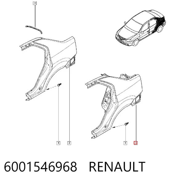 Крило заднє ліве 6001546968 Renault (RVI)