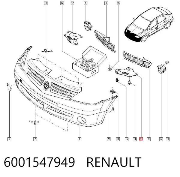 Накладка бампера переднього, ліва 6001547949 Renault (RVI)
