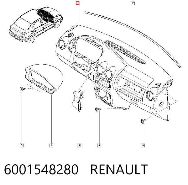 Панель приладів торпеди 6001548280 Renault (RVI)